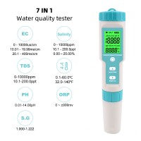 7-In-1 Water Quality Meter Water Quality Tester C-600A for Testing TDS/EC/PH/SALT/S.G/ORP/TEMP