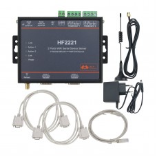 HF2221 Industrial Grade 2-Port Serial Server RS232/485/422 to Wifi/Ethernet w/ Suction Cup Antenna