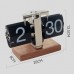 Automatic Flip Clock Creative Desktop Clock Digital Clock with White Number Card Black Walnut Base