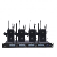 TZT U-84 Professional Lavalier Microphone System Cordless Microphone System w/ 4 Lavalier Mics