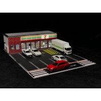 1:64 Building Model 711 Convenience Store Parking Lot and Streetscape Display Model with USB Switch Light