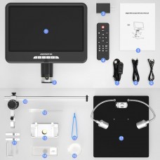 Andonstar AD207S-10Pro 10-inch UHD Screen and 26cm Stand Digital Microscope for Electronics Soldering and Repairing