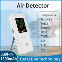 9-In-1 Air Quality Monitor Tester (White) for Temperature Humidity HCHO TVOC PM2.5 PM10 CO CO2 AQI