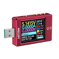 WITRN Red CNC U3 Alloy Version USB Tester Voltage Current Meter PD3.1 Cheater PPS Fast Charging UFCS Aging EPR