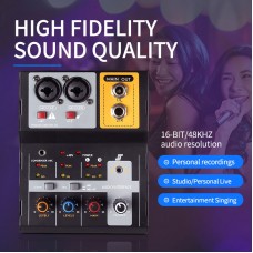 F-2A 2-Channel Recording Console Audio Mixer Mixing Console USB External Sound Card for Karaoke DJ