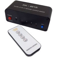 AK-401R Audio Switcher Audio Selector with IR Remote Control Supports 4-Channel Stereo Audio Source