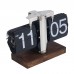Automatic Flip Clock Retro Desktop Clock Digital Clock with Black Number Card Black Walnut Base