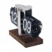 Automatic Flip Clock Retro Desktop Clock Digital Clock with Black Number Card Black Walnut Base