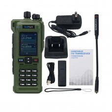 Dark Green GT-12 10W Multi-band Handheld Walkie Talkie 2-Inch LED Color Screen Built-in Bluetooth Support FM/AM/UHF/VHF