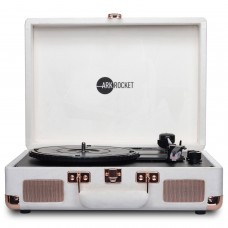 Curiosity Suitcase Turntable Bluetooth Turntable with Speakers Record Player (Cream Rose Gold)