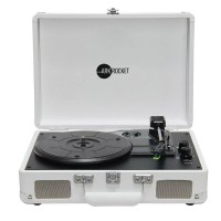 Curiosity Suitcase Turntable Bluetooth Turntable with Speakers Original Record Player (Creamy White)