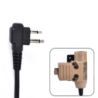 WZ113-M2 Sand-Colored Tactical Headset Adapter U94 PTT Adapter with 2-Pin Connector for Motorola