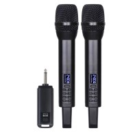 2.4G Rechargeable Microphone Wireless Mic Dynamic Microphone (2 Mics) for Stage Performance Karaoke