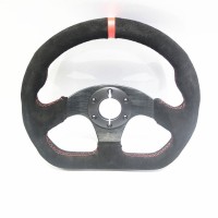 Red Ring Automobile Modification RC Velour Leather 13-inch 320mm D-Type Flat Racing Drift Steering Wheel