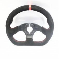 Red Ring Automobile Modification RC Velour Leather 13-inch 320mm D-Type Flat Racing Drift Steering Wheel