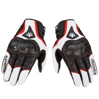 Simplayer White Racing Gloves Men Sheepskin Gloves w/ Carbon Fiber Protective Shell for Touch Screen