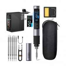 FNIRSI 9cm HS-02A Advanced Version Smart Soldering Iron Portable Soldering Pen+C2C Cable+100W Power Adapter+6 Soldering Tips