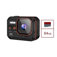 4K 60FPS HD Portable Motion Camera 30m Waterproof Sports Camera 170-degree Wide Angle Vlog Camera with 64GB Memory Card