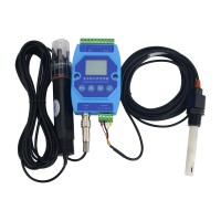 PH EC Temp Meter PH and EC Meter Water Quality Online Sensor w/ Screen and DIN Rail Module Enclosure