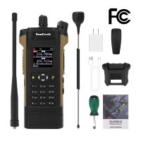 HAMGEEK APX-8000 12W Dual Band Radio VHF UHF Walkie Talkie (Brown) Dual PTT with Handheld Microphone