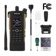 HAMGEEK APX-8000 12W Dual Band Radio VHF UHF Walkie Talkie (Brown) Dual PTT with Handheld Microphone