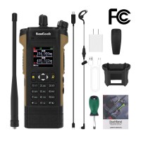 HAMGEEK APX-8000 12W VHF UHF Walkie Talkie Dual Band Radio (Brown) w/ Programming Cable + Earphone