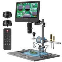 Andonstar AD249SM-Plus Trinocular HDMI Digital Microscope with 10-inch Screen + Extension Base for PCB Repair