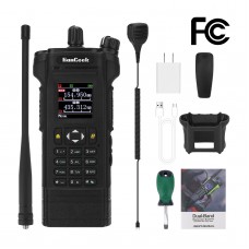 HAMGEEK APX-8000 12W Dual Band Radio VHF UHF Walkie Talkie (Black) Dual PTT with Handheld Microphone