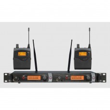 2050 Mono UHF IEM System Wireless In Ear Monitor System (Black Transmitter + 2 Black Receivers)