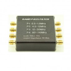 Malachite Radio Pre-filter 0.5-1.5MHz/4.5-12MHz/12-30MHz/80-110MHz BPF 50ohms Bandpass Filter with SMA Female Connector