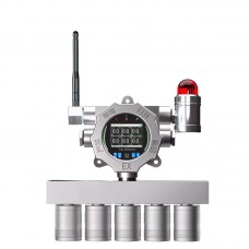 5-in-1 4G Wireless Fixed Gas Detector Alarm (Combustible Gas/O2/H2S/CO/CO2) for Industrial Use