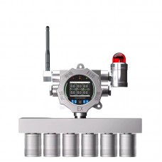 6-in-1 4G Wireless Fixed Gas Detector Alarm (Combustible Gas/O2/NH3/H2S/CO/CO2) for Industrial Use