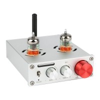 BX1 Hifi Bluetooth Tube Preamplifier Tube Preamp (Silver) w/ GE5654W Tubes for Amps Active Speakers