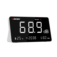 SW-525S Desktop Noise Meter Decibel Meter w/ Alarm Clock Monitors Temp Humidity and Displays Time