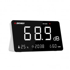 SW-525S Desktop Noise Meter Decibel Meter w/ Alarm Clock Monitors Temp Humidity and Displays Time