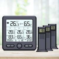 TS-6210-B Black Wireless Digital Thermo-hygrometer with 4.72-inch Screen Real-time Temperature and Humidity Detector