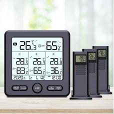 TS-6210-B Black Wireless Digital Thermo-hygrometer with 4.72-inch Screen Real-time Temperature and Humidity Detector