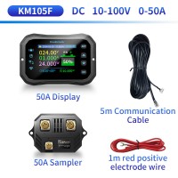 KM105F 10-100V 0-50A Wireless Remote Control Coulometer Lithium Battery Bidirectional Voltmeter Ammeter