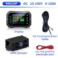 KM110F 10-100V 0-100A Wireless Remote Control Coulometer Lithium Battery Bidirectional Voltmeter Ammeter