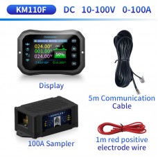 KM110F 10-100V 0-100A Wireless Remote Control Coulometer Lithium Battery Bidirectional Voltmeter Ammeter