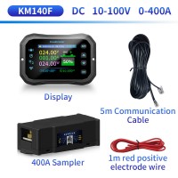 KM140F 10-100V 0-400A Wireless Remote Control Coulometer Lithium Battery Bidirectional Voltmeter Ammeter