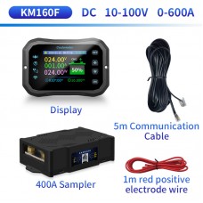 KM160F 10-100V 0-600A Wireless Remote Control Coulometer Lithium Battery Bidirectional Voltmeter Ammeter