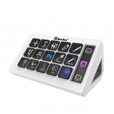 MiraBox MBOX 293S Stream Deck Visual Keyboard (White) w/ 15 LCD Keys & LCD Window for Live Streaming