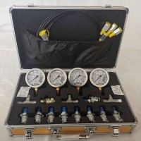 1-60MPa Pressure Gauge Kit w/ 4 Gauges 4 Hoses 10 Test Couplings 4 T-junctions 1 Box for Excavators