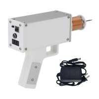 YSKJ-49 Mini Portable Handheld Tesla Coil 180W Artificial Lightning Generator Arc Gun (White Shell + Golden Coil)