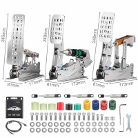 Racing Game Simulator Pedal Throttle+Brake+Clutch Set with 3 Hydraulic Rods 12bit USB Controller PC Pedals for Logitech