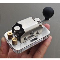 Silvery Standard Version Automatic/Manual Morse Code Telegraph Key Stainless Steel Mini CW Key for Learning and Training