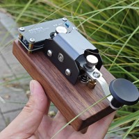 Black Walnut Base Version Automatic/Manual Morse Code Telegraph Key Mini CW Key for Learning and Training