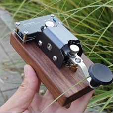 Black Walnut Base Version Automatic/Manual Morse Code Telegraph Key Mini CW Key for Learning and Training