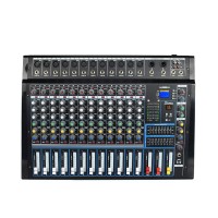 Professional 12-Channel High Power Audio Mixer 1600Wx2 Audio Tuner with Bluetooth Reverberation Equalization